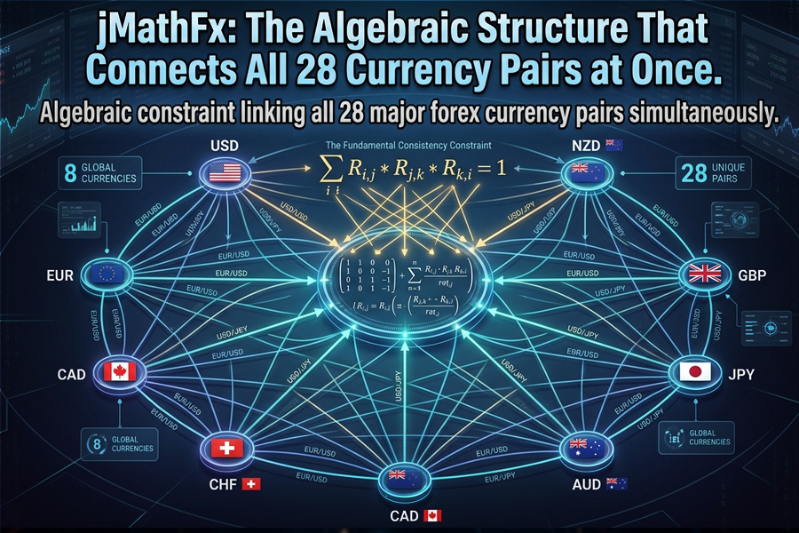 Algebraic constraint linking all 28 major forex currency pairs simultaneously