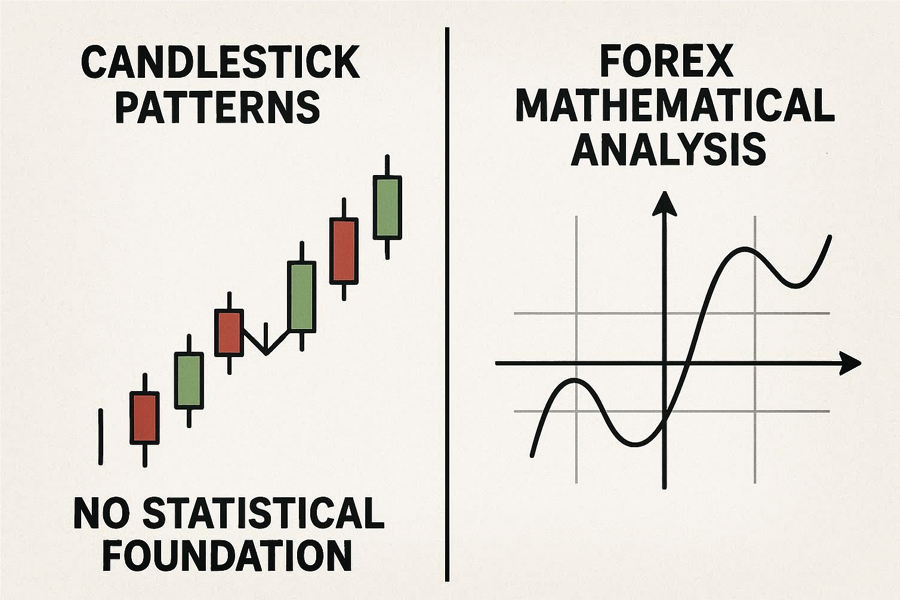 Candlestick patterns with no statistical foundation compared to forex mathematical analysis