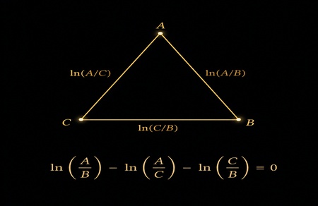 A mathematical coordinate diagram representing logarithmic triad equilibrium limits.