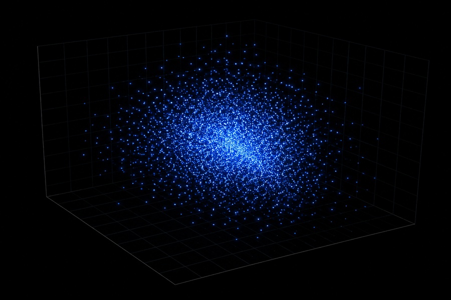 A three-dimensional coordinate cloud plotting three currency relations simultaneously.